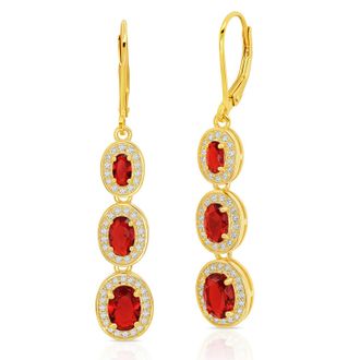 MAX + STONE 925 Sterling Silver with 18k Gold Overlay Oval Dangle Drop Earrings