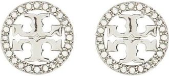 Tory Burch Kira Enamel Circle-Stud Oorbellen - Dames - Oorbellen - Grijs - ONE Size - Accessoires