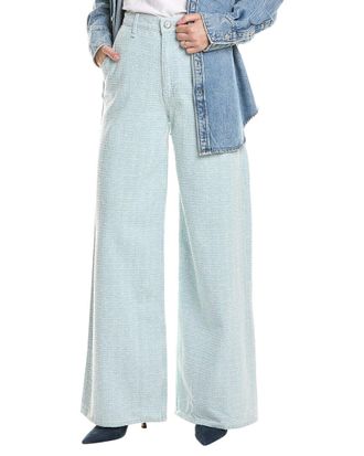 Rag & Bone Rag & Bone Sofie High-Rise Sky Blue Tweed Tailored Wide Leg Jean