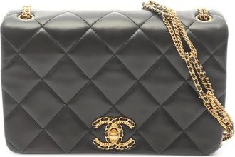 Chanel 2020s chain quilted shoulder bag - Black
