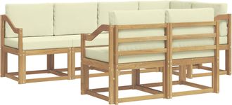 vidaXL Conjunto De Sof&aacute;s De Exterior 7 Uds. Blanco Y Crema Poli&eacute;ster Vidaxl