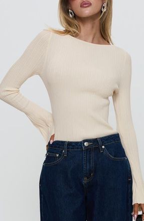 Princess Polly Mayok Rib Bodysuit in Beige at Nordstrom, Size 12