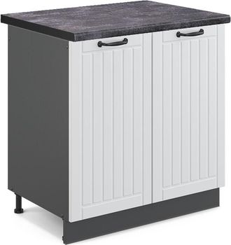 Vicco Armario Bajo Para Fregadero Fame-line, Blanco Casa De Campo, 80 Cm, Et Antracita Vicco