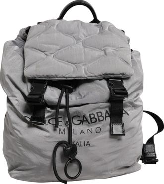 Dolce & Gabbana Gray Milano Print Drawstring Travel Backpack Mens Bag (Pre-Owned)