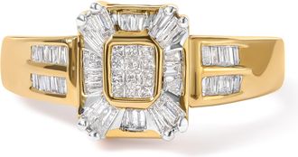 House of Brilliance 10K Yellow Gold 1/2 Cttw Diamond Composite and Halo Ring