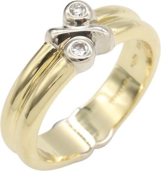 Tiffany & Co. Gold Silver Clear Yellow Gold (18K) White Gold (18K) Band Ring (Pre-Owned)