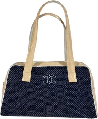 Chanel Pre-owned Vintage Canvas Boston Bag - Dames - Vintage Handtas - Blauw - ONE Size - Vintage