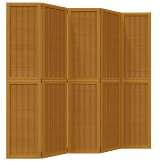 vidaXL Divisorio Ambienti 5 Pannelli Marrone Legno Massello Paulownia - Vidaxl