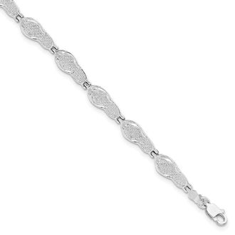 Diamond2Deal Sterling Silver Rhodium-plated Polished Flip-flop Bracelet