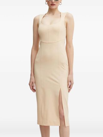 Patrizia Pepe Midi-jurk met vierkante hals - Beige