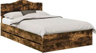vidaXL Estructura De Cama Roble Ahumado 120 X 190 Cm Madera Ingenieril Vidaxl