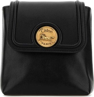 Chlo&eacute; Black Leather Horse Medal Backpack