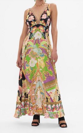 Camilla Plunge Neck Maxi Dress In Sundowners In Sicily