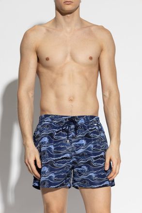 Paul Smith Printed Swim Shorts, Mens, Navy Blue