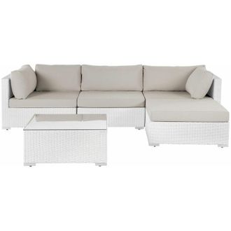 Beliani Divano da giardino in rattan bianco sano Sano