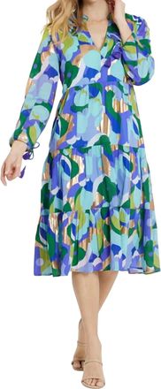 Jude Connally Monaco Midi Dress In Abstract Moma Iris