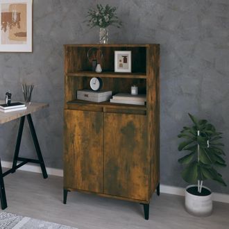 vidaXL Vidaxl - Aparador Alto Madera Contrachapada Roble Ahumado 60x36x110 Cm