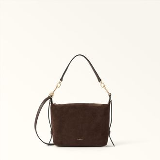 Furla Tonie Borsa A Spalla Toni Cioccolato Marrone Camoscio Donna