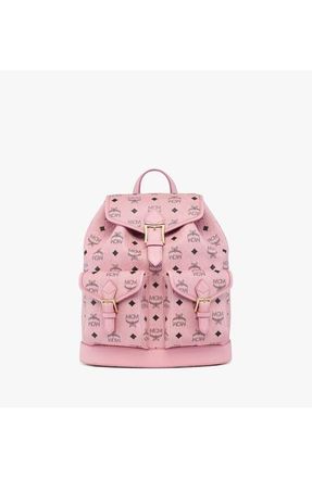 MCM Small Aren Drawstring Backpack in Visetos in Soft Pink at Nordstrom