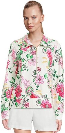 Lilly Pulitzer Eleni Upf 50+ Pullover Womens Sweater Coconut Safari Sanctuary : MD, Polyester/Rayon/Spandex
