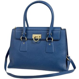 Ferragamo Pre-owned Gancini Handbag - Dames - Pre-owned - Blauw - Maat: ONE Size Leer