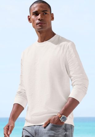 John Devin Langarmshirt JOHN DEVIN, Herren, Gr. 4XL (68/70), creme, Jersey, Obermaterial: 60% Baumwolle, 40% Polyester, unifarben, regular fit, Rundhals, Rippb&uuml;n