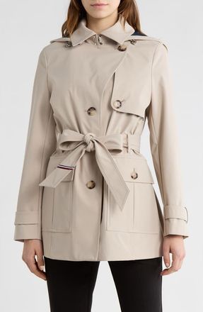 Tommy Hilfiger Water Resistant Belted Trench Coat in Country Ivory at Nordstrom Rack, Size X-Large