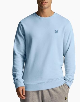 Lyle & Scott Mens Lyle & Scott ML2255TON Tonal Eagle Mens Crew Neck Knitted Jumper Sweatshirt Top - Blue - Size: 40