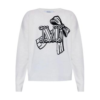 Max Mara Round-neck Knitwear, female, White, Size: L Zurlo Sweater