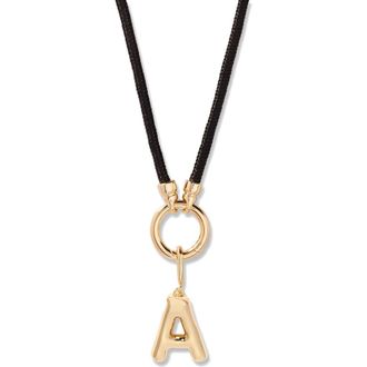 Brook & York Kai Initial Charm Necklace in Gold/Black A at Nordstrom