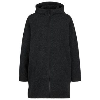 Stoic MerinoPile RissnaSt. Long Jacket Mantel f&uuml;r Damen | schwarz