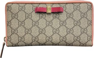 Gucci Beige Pink Gg Supreme Canvas Long Wallet (Bi-Fold) (Pre-Owned)