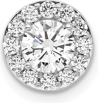 Diamond2Deal 14K White Gold Lab Grown Diamond Round Halo Chain Slide Pendant (0.71ct, VS, G-H)