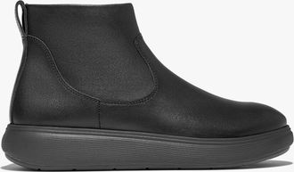 FitFlop Womens FitFlop iQ-COMFF LEATHER ZIP Womens Chelsea Boots All Black - Size: 6