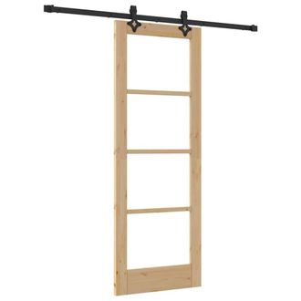 Berkfield Home Sliding Door with Hardware Set ORKDAL Solid Wood & Glass in Beige
