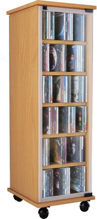 ebuy24 Ebuy24 - Vcm Cd Shelf Wood Gabinete De Cd Con Puertas De Vidrio De Seguridad Esg Para 204 Cd O 72 Dvds Dimensiones: Al. 98 X An. 31 X T. 35 Cm Estante
