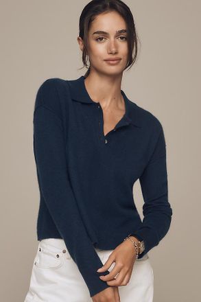 Pilcro The Jensen Cashmere Crop Polo Sweater by Pilcro