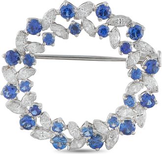 Oscar Heyman Platinum 1.70 ct Diamond and 2.50 ct Sapphire Circle Brooch OH03-122425