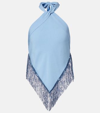 Paco Rabanne Top in cr&ecirc;pe con maglia metallica