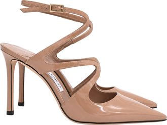 Jimmy Choo London Azia 95 Pumps in Nude Patent Leather