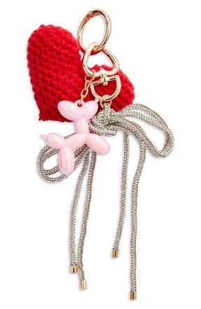 Chelsea28 Balloon Heart & Crystal Bow Bag Charm in Red Multi- Gold at Nordstrom
