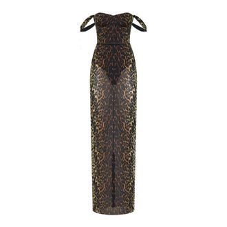 Alex Perry Maxi Dresses, female, Multicolor, Size: XS Powermesh Portrait Cupped Gown