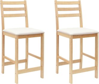 vidaXL Sillas De Comedor 2 Uds. Madera De Caucho S&oacute;lido Natural Vidaxl