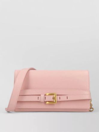 Balmain rectangular clutch bag buckle detail strap
