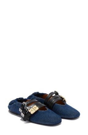Ganni Mary Jane Ballet Flat in Dark Blue Vintage at Nordstrom, Size 10Us