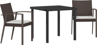 vidaXL Garden Dining Set 3 pcs Brown Poly rattan Vidaxl