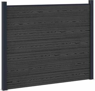 vidaXL Panel De Valla Wpc Y Aluminio Negro Vidaxl