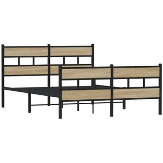 vidaXL Vidaxl - Estructura De Cama Sin Colch&oacute;n Metal Roble Sonoma 150x200 Cm