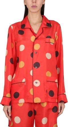 Aspesi Orange Relaxed Polka Dot Shirt