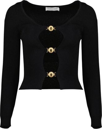 Marine Serre Cardigan met uitsnijdingen - Dames - Ronde hals truien - Zwart - S - Truien & Vesten